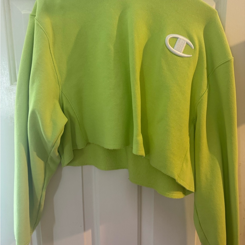 Champion Neon Green Cropped Hoodie